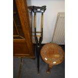 Pair of Victorian Brass and Ebonised Wood Crutches