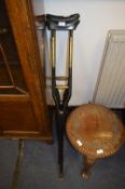 Pair of Victorian Brass and Ebonised Wood Crutches