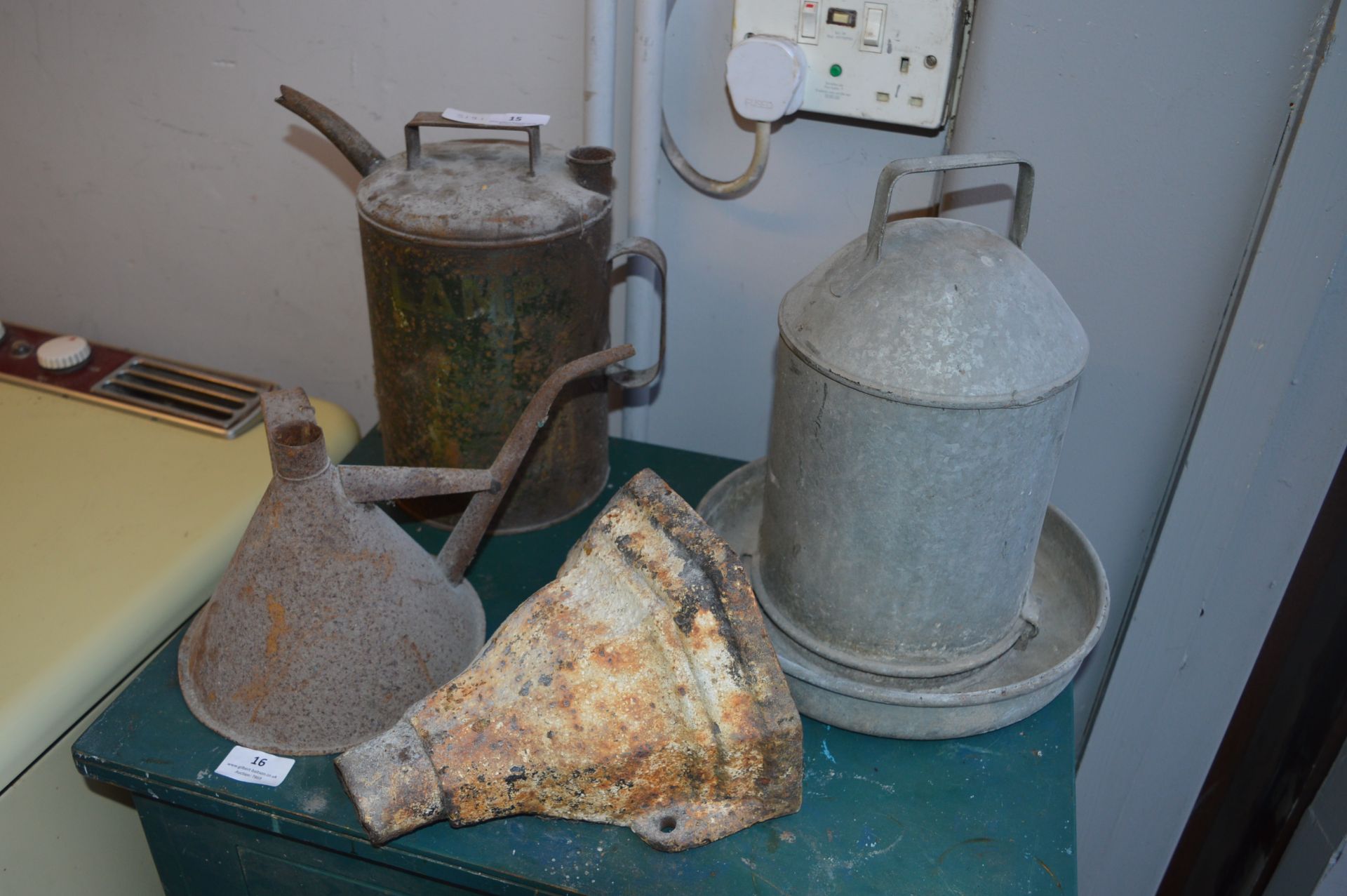 BP Lamp Oil Can, Bird Drinker and Hopper