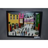 Lowry Style Oil on Canvas Signed W.F. Burns