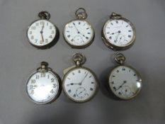 Six 925 Silver Pocket Watches