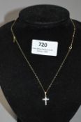 9cT Gold Neck Chain and Cross Set with Stones - Ap