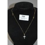 9cT Gold Neck Chain and Cross Set with Stones - Ap