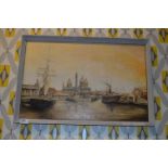 Oil on Board "Princes Dock - Hull" John Whatton