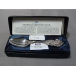 Cased Silver Royal Christening Spoon 1982 - Approx