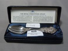 Cased Silver Royal Christening Spoon 1982 - Approx