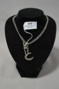 Silver Plated Pocket Watch Chain with Silver Horse