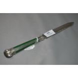 Silver & Jade Handled Cake Knife - G.H Sheffield 1