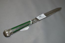 Silver & Jade Handled Cake Knife - G.H Sheffield 1