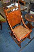 Edwardian Beech Framed Rocking Chair