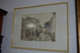 Framed Watercolour "Street Scene"