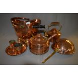 Copperware Including Coal Bucket, Two Kettles, Mea