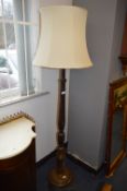 Carved Walnut Standard Lamp with Shade
