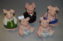 Collection of Five Natwest Pig Money Banks