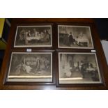 Set of Four Oak Framed Prints by F.D. Millet