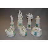 Collection of Seven Crested Ware Figures with Hull