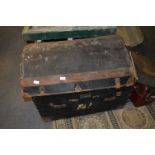 Canvas & Leather Covered Wicker Travel Trunk