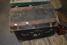 Canvas & Leather Covered Wicker Travel Trunk