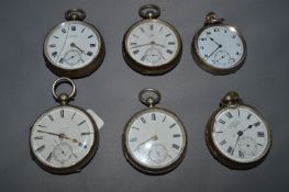 Six 925 Silver Pocket Watches