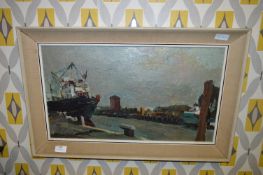 Framed Oil on Board "Victoria Dock Hull" by H.G. N