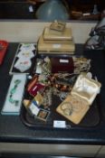 Tray Lot of Costume Jewelry; Pearl Necklaces, Wris