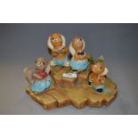 Pendelfin Model Stand and Four Figures