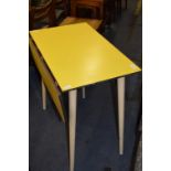 Yellow Formica Topped Drop Leaf Kitchen Table