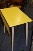 Yellow Formica Topped Drop Leaf Kitchen Table