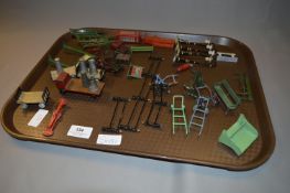 Diecast Metal Accessories; Lamp Posts, Carts, Fenc