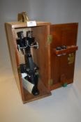 Beck London Binomax Microscope in Mahogany Case