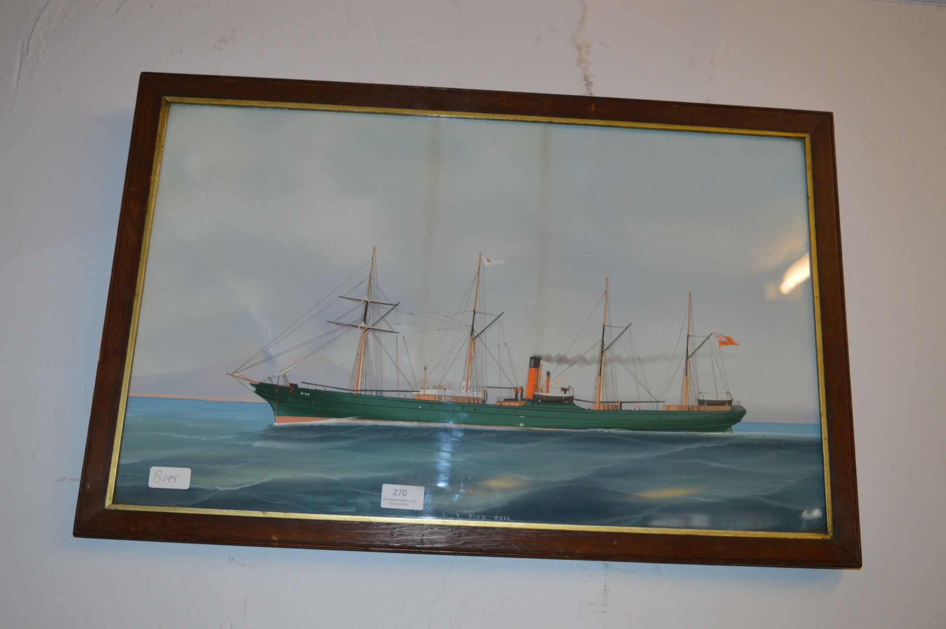19th Century Italian Pierpoint Gauche of Hull Ship