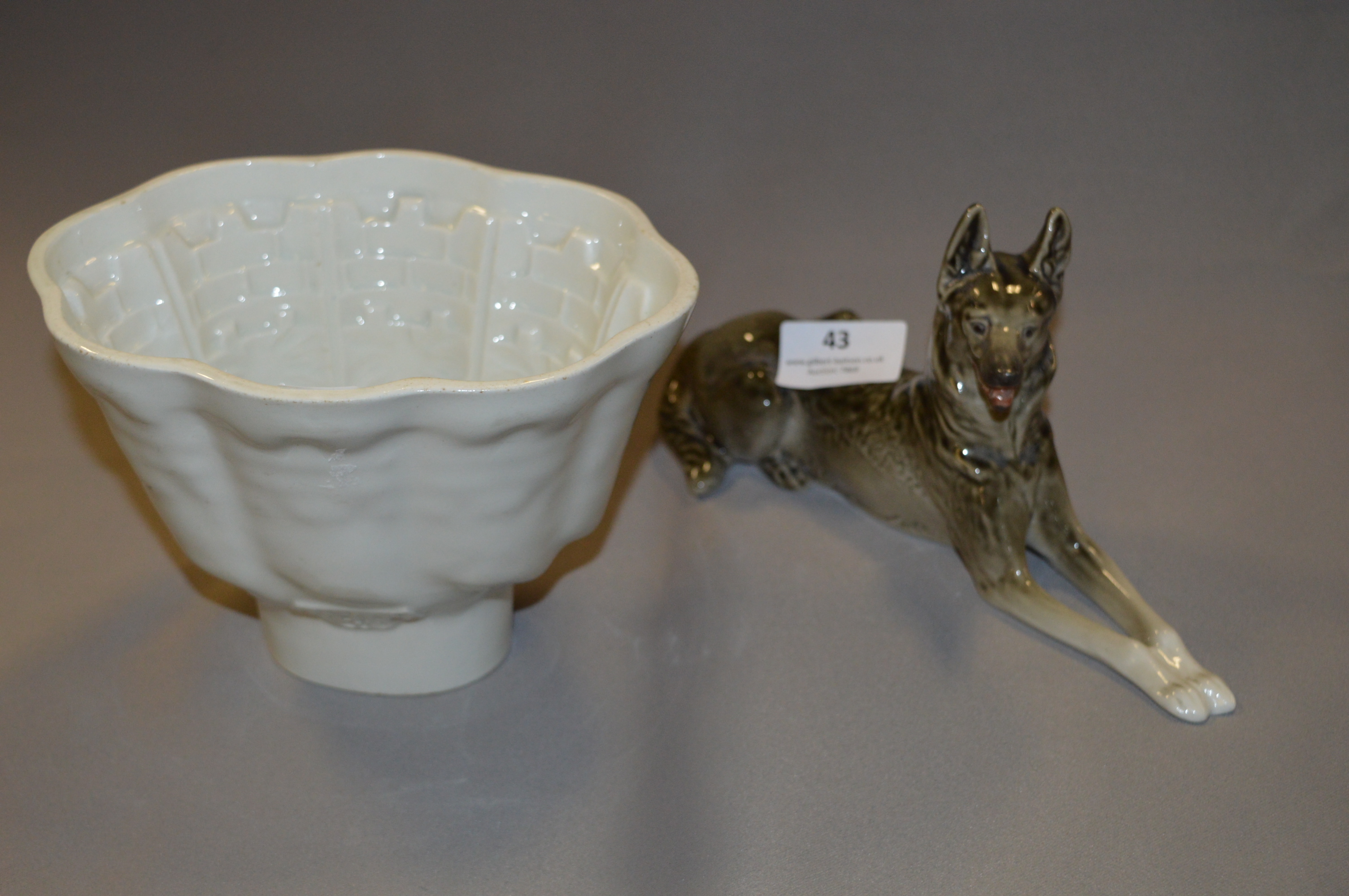 Russian Dog Figurine and Shelley Jelly Mould