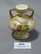 Small Royal Worcester Floral Painted Vase