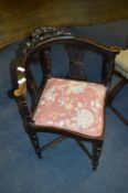 Victorian Slatback Corner Chair on Turned Legs
