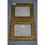 Pair of Gilt Framed Italian Marble Plaques "Cherub