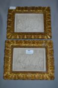 Pair of Gilt Framed Italian Marble Plaques "Cherub