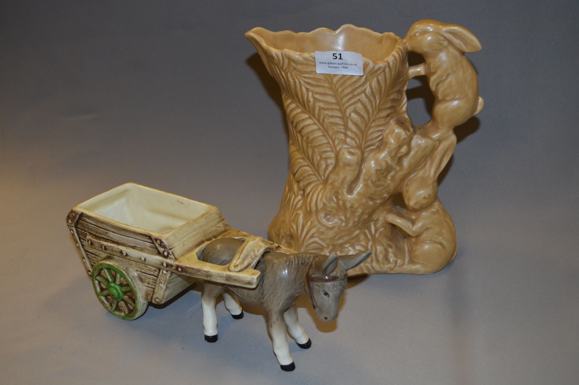 Sylvac Rabbit Handled Jug and Donkey & Cart