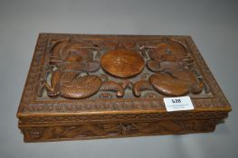 Carved Wood Trinket Box with Embossed Dragon Decor