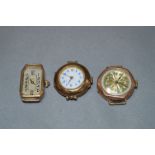 Three 9cT Gold Wristwatch Cases