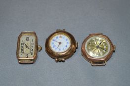 Three 9cT Gold Wristwatch Cases