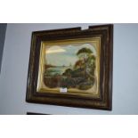 19th Century Framed Oil Painting "Coastal Scene" U