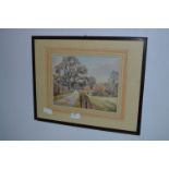 Framed Watercolour "Country Lane" Signed H. Cooper