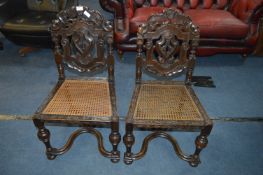 Pair of Victorian Carved Hall Chairs with Thistle