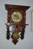 Carved Wood Cased Pendulum Wall Clock