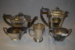 Four Piece Silver Plated Tea Set and a Mug