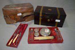 Brass Bound Rosewood Gentlemans Vanity Box with Fi