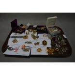 Tray Lot of Costume Jewellery; Brooches and Earrin