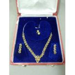 White Metal & Amber Colour Stones Jewellery Set; N