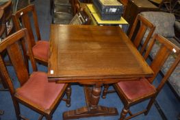 Oak Drawer Leaf Dining Table and Four Chairs