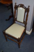 19th Century Rosewood Low Chair with Upholstered S